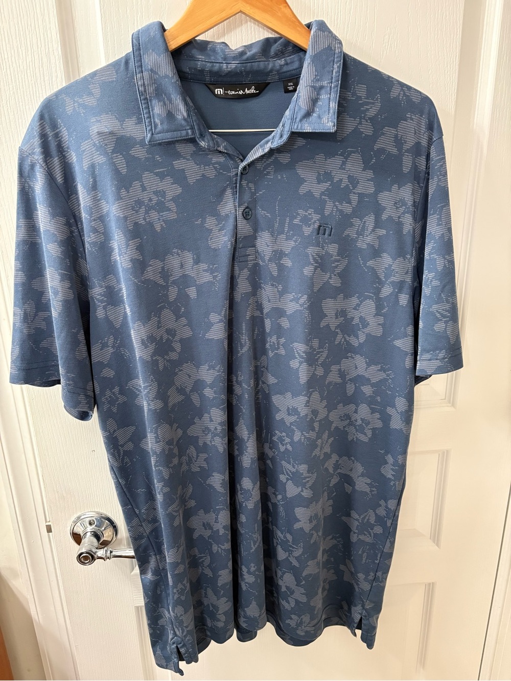 Travis Mathew Blue Floral Performance Polo